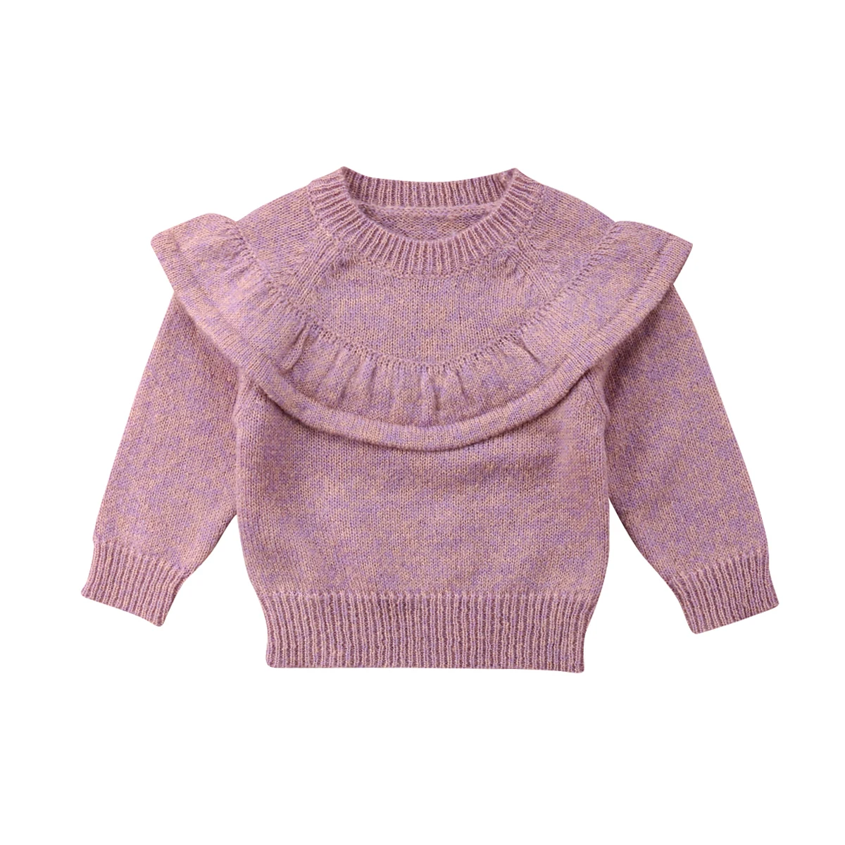 Осенний свитер для новорожденных девочек, топы, трикотажное теплое пальто с оборками, верхняя одежда, От 0 до 3 лет костюм для малышей