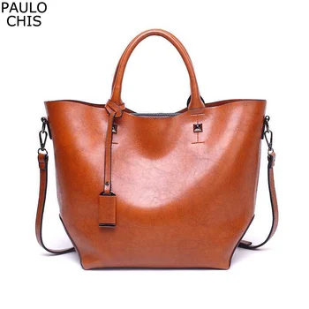 

NEW 2019 Women Tote Bag Vintage Shoulder Bag Women Handbags Designer hight quality Oil wax Leather Ladies Handbags Sac a Main