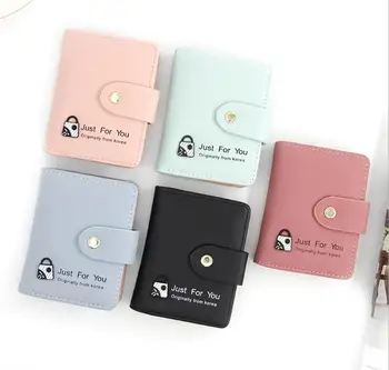 

Portable PU Leather Coin Purse Business ID Card Holder Bank Credit Card Wallet Keychain Bus Cards Cover Multi Function Card Pack