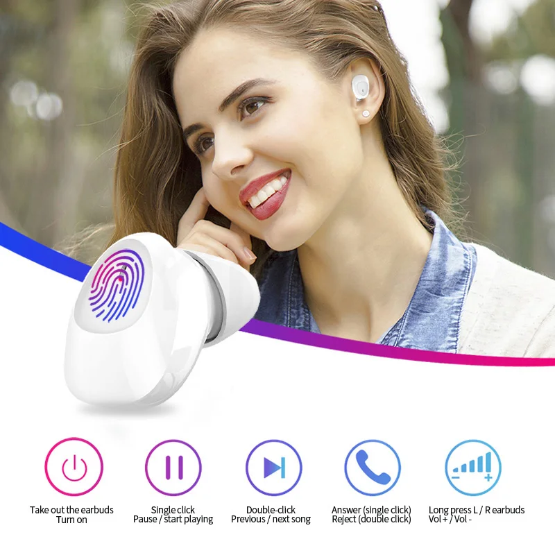 Touch Key Smallest Bass Mini True Wireless Bluetooth 5 0 Headphones Earphone TWS HD Stereo Earbuds For xiaomi iphone huawei