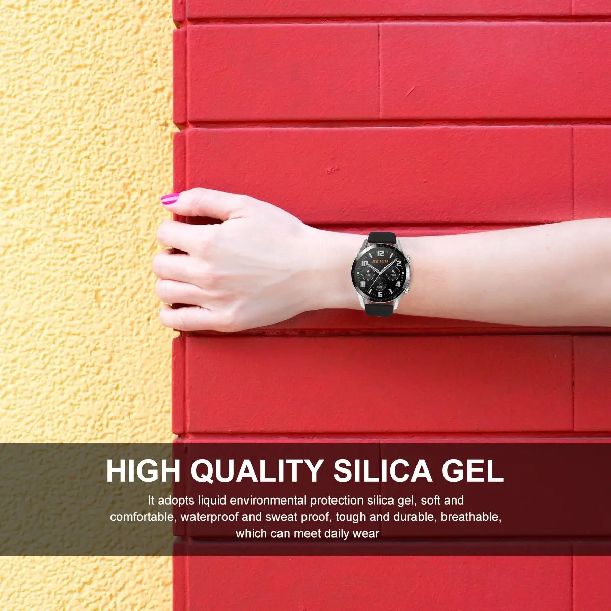 Watchband for Huawei Watch GT/GT2 Watch Reverse Buckle Tape Solid Color Silicone Watch Strap for Huawei Watch GT2 Bracelet Wrist