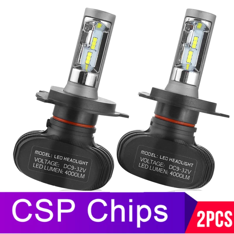 

2Pcs S1 Super LED Car Headlight Lamp H7 H4 H11 H3 HB3 9005 H8 Led 9006 with CSP Chip Bulb 50W 8000lm 6000K LED Bulbs Auto
