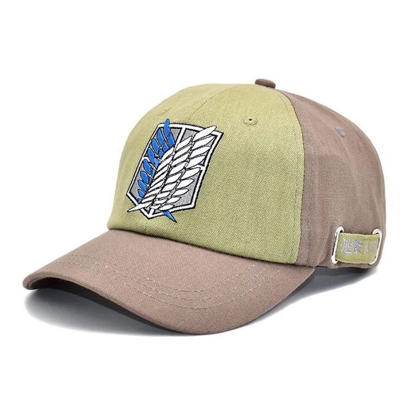 

Hot New Japan Anime Attack on Titan Hat Jiyuu no Tsubasa Logo Canvas Embroidery Colours Baseball Cap Sunhat