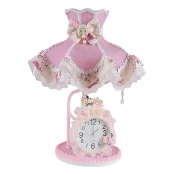 

Nordic Romantic Warm Children's Room Pink Clock Bedside Birthday Gift Lamp INS Internet Celebrity Girl Princess Table Lights