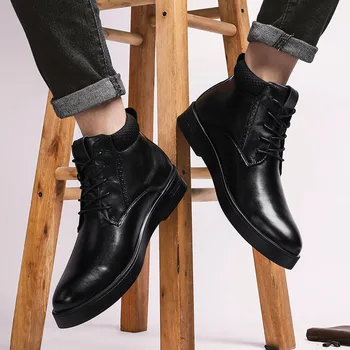 

Men Boots Winter With Fur Warm Ankle Boots Men Outdoor Shoes Handmade Snow Boots For Men Winter Shoes