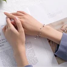 Oulai777 женский браслет из нержавеющей стали, цепочка для женщин, ювелирный браслет со звездой,, модные аксессуары, двойной браслет в стиле панк