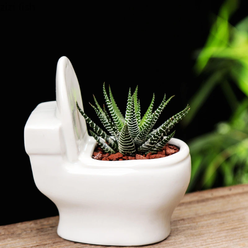 omringen Uitsluiting maandelijks Witte Keramische Succulent Bloempot Wc Vorm Bloempot Bloempot Vaas Tuin  Potten Tuinieren Levert Ingemaakte Container|Bloempotten & Bloembakken| -  AliExpress