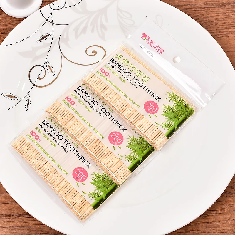 

whole sale 1000pcs Natural Bamboo Toothpick Family Restaurant Hotel Travel Supplies Toothpicks Tools