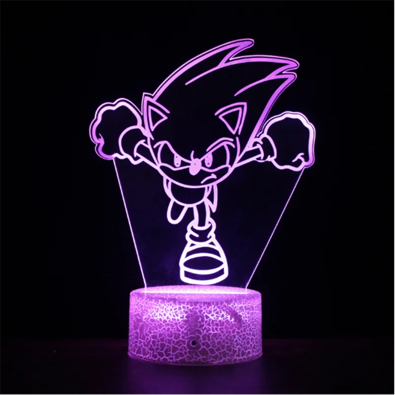 Cartoon Game Figure Sonic the Hedgehog 3d Lamp Acrylic Nighlamp Kids Bedroom LED Night Light Desk Lampara for Home Decor Gifts