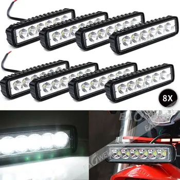 

8 pcs Car LED Work Light Light Bar Spot Flood Worklight 12V 18W For Bright White Lighting for Truck Tractor Offroad Vehicle Tool