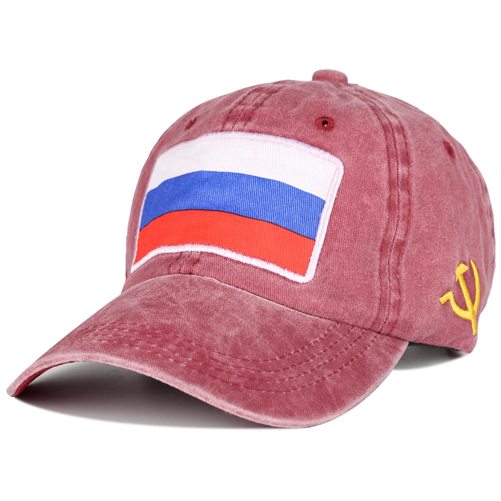 

Embroidery Snapback Washed Cotton Russian Flag Women Men Hats Summer Winter Sunshade Visors Sombrero Mujer