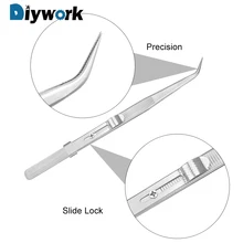 DIYWORK антистатические Presicion Изогнутый наконечник Скользящий замок Регулируемый Пинцет для ювелирных изделий электронный Пинцет из нержавеющей стали