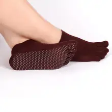 Хлопоковые носки для йоги, женские дышащие противоскользящие резиновые носки с полным носком, спортивные носки в горошек, фитнес, Пилатес носки для тренажёрного зала женские носки