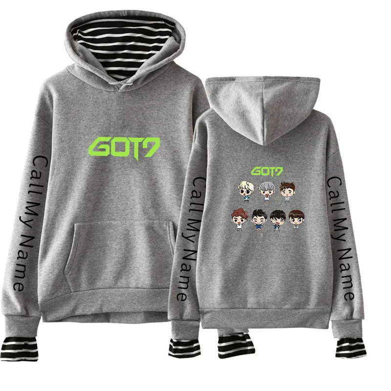 GOT7 поддельные из двух частей толстовки Толстовка kawaii уличная Женская/Мужская мода корейский стиль толстовки Толстовка - Цвет: as shown the picture