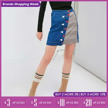 

Vero Moda streets wind button decoration high waist jeans skirts |318337521
