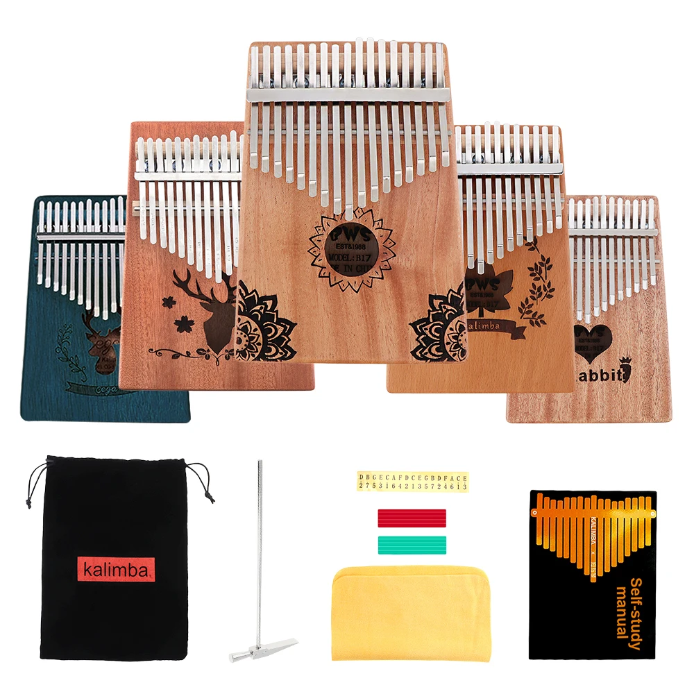 Мини клавиатура Kalimba с 17 клавишами мини из красного дерева портативное пальцевое