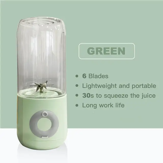 DTVANE 6 Cutter Mini Portable Juicers USB Electric Mixer Fruit Smoothie Blender For Machine Food Processor Maker Juice Extractor green