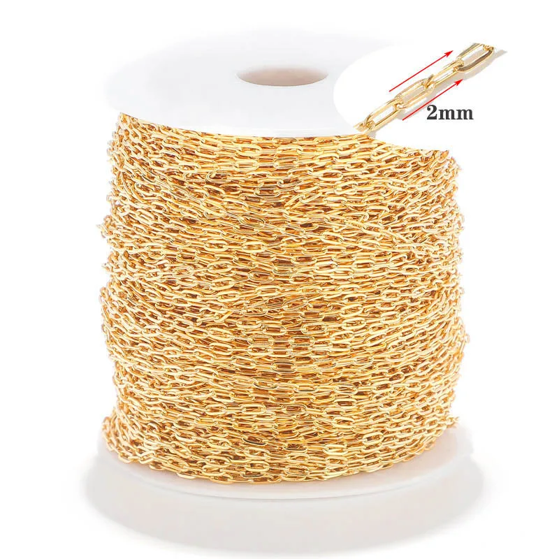 2meter Gold Stainless Steel Necklace Chain 2mm Width Rolo Cable Link for Diy Jewelry Making Handmade Bracelet Accessories | Украшения и