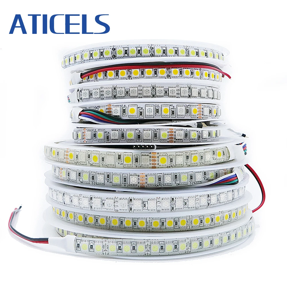 DC 12V Светодиодные ленты SMD 5050 RGB/RGBW/RGBWW гибкий светильник 60 светодиодов/м 120 5 м/рулон