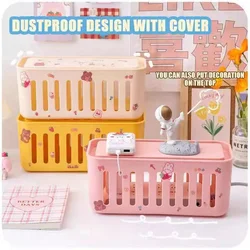 Pink Socket Storage Box Desktop Organizer for Data Cable Socket Power Strip Power Cord Household Organizer Charger Cover Box