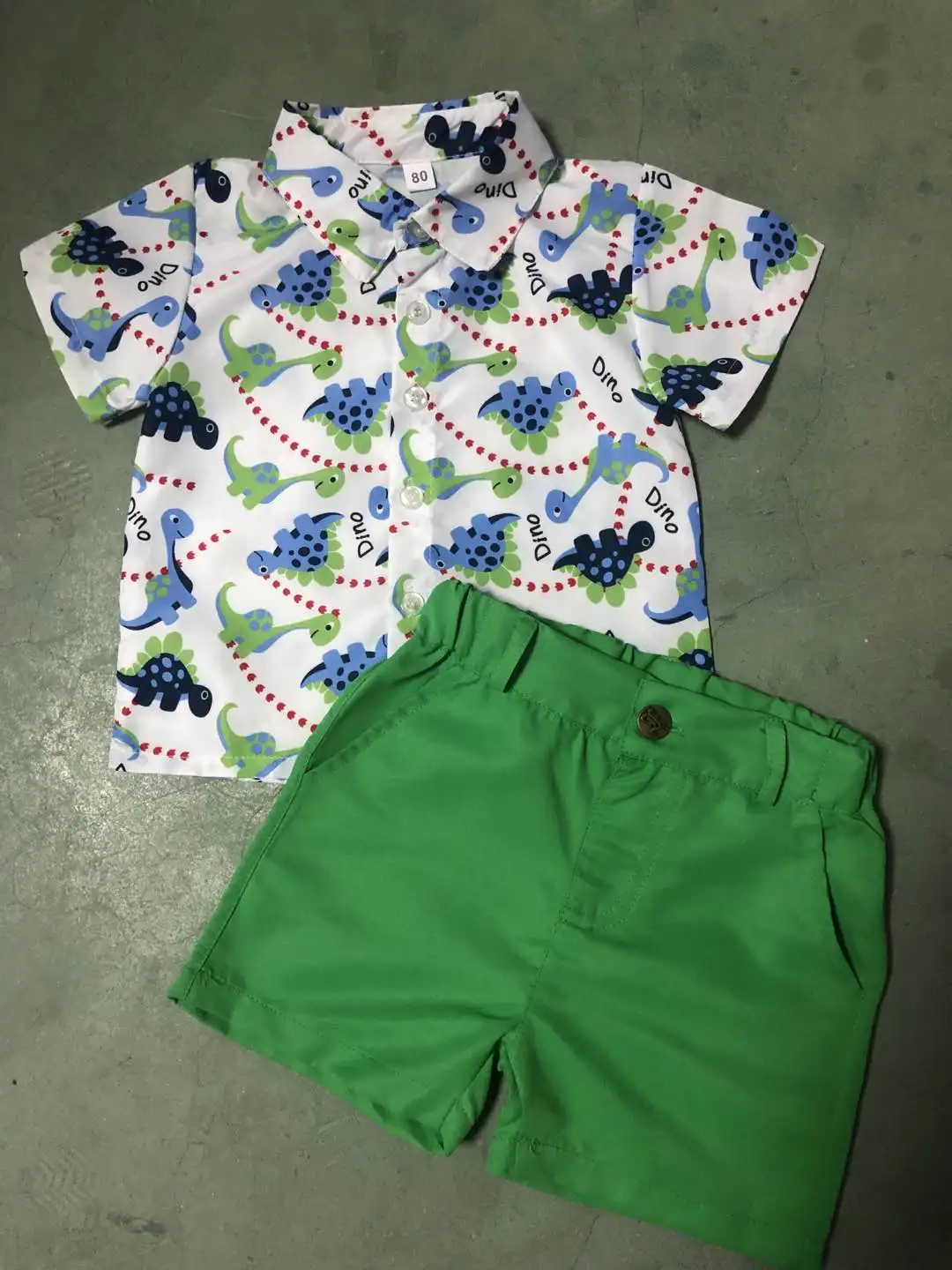 Комплект из 2 предметов для маленьких мальчиков(США), футболка+ штаны, шорты, пляжная одежда, летняя одежда - Color: Green