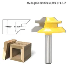 Jeu de mèches de toupie à 45 degrés, fraise à bois en carbure, à tige de 8mm, pour le travail du bois, coupe droite, outils de coupe