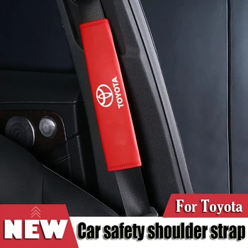 

2Pcs Fashion NEW Car Styling Car leather Brand Logo Safety Shoulder Belt For Toyota Crown Reiz Corolla Camry Car Accessories