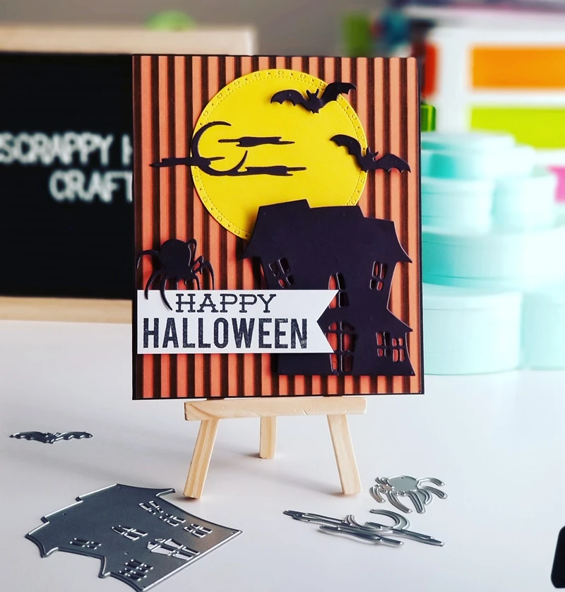 

Halloween Metal Cutting Dies Bat House Stencils For DIY Scrapbooking Decoration Embossing Card Craft Die Cut