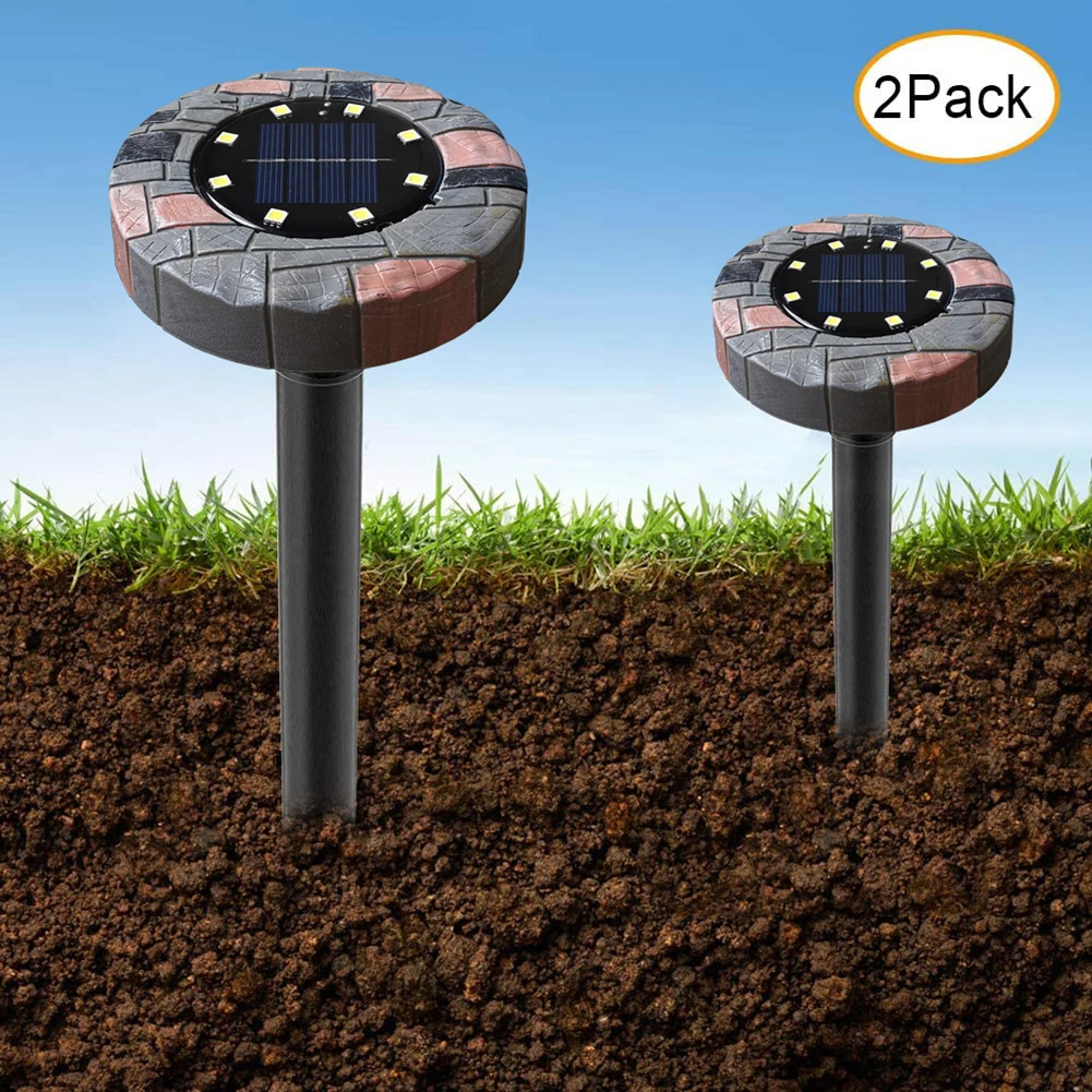 

2PCS LED Simulation Stone Lamp Solar Mouse Repeller Lamp Mouse Repeller Plug Lights Durable Energy Saving Repellent Mouse Device