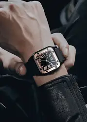 Модные GUOU Лидирующий бренд Мужские часы Роскошные наручные часы резиновые силиконовые нарядные часы Мужские квадратные кварцевые часы