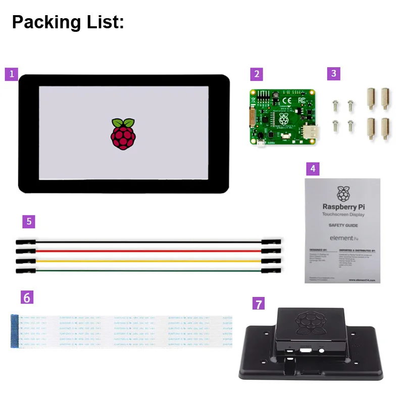 Официальный Raspberry Pi 7 дюймов TFT lcd сенсорный экран монитор дисплей 800*480 с корпус для Raspberry Pi