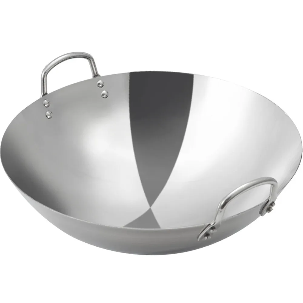 Thicken Wok Pan 38cm 40cm Pans Home Garden Non-stick Skillet Stainless Steel Pan Gas Stoves Cooking Pot Cauldron Cast Iron