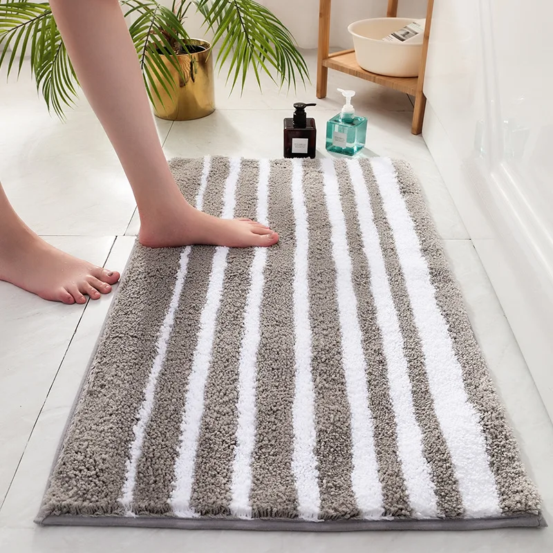 Стиль гладкие цветные полосы флокированные входная дверь коврик бытовой ванная туалет дверной проем водопоглощающий Противоскользящий коврик