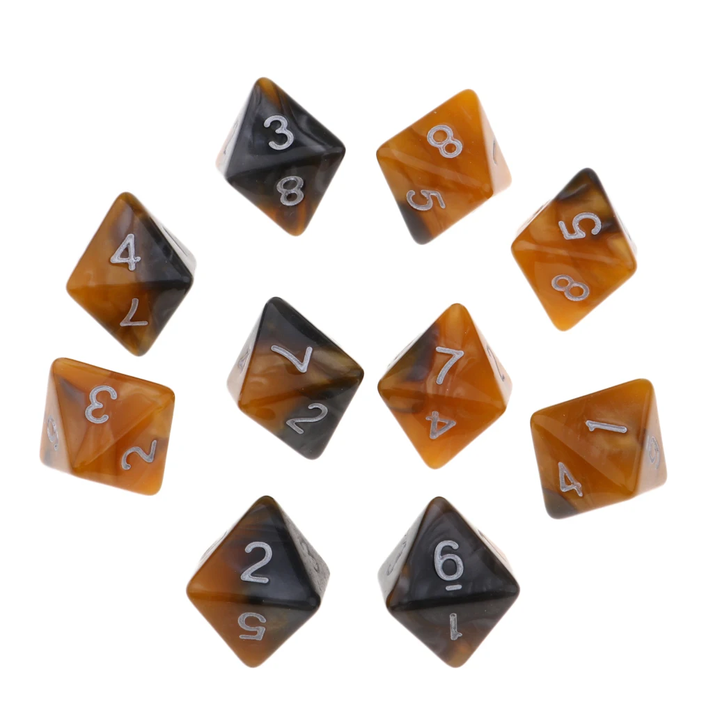 10 Pieces Polyhedral Dice Set Multi-sided Dice D8 for TRPG D& Dragons Game 8-sided Dice Set 