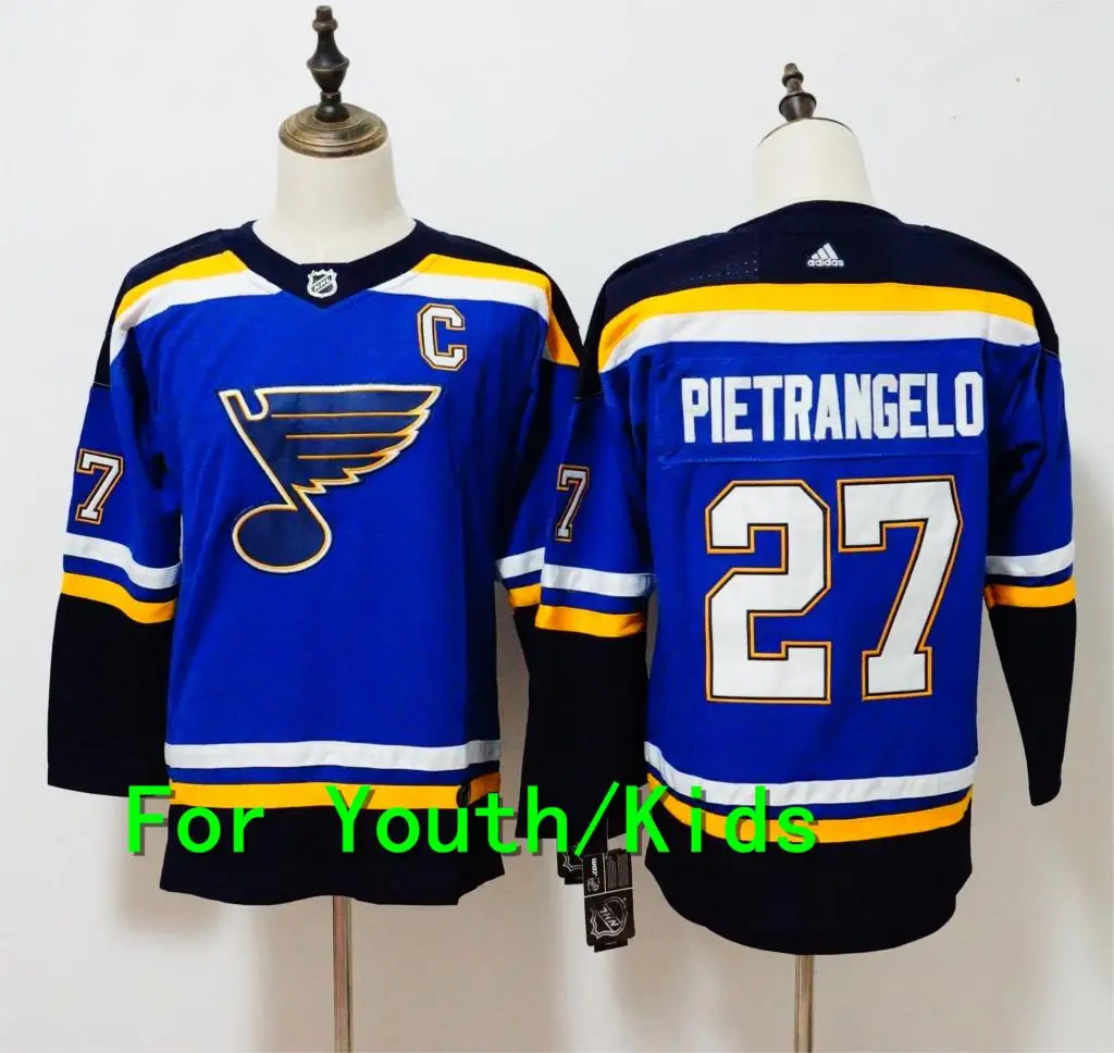 Молодежная вышивка прошитая св. Луи#91 Vladimir Tarasenko 10 Brayden Schenn 27 Alex Pietrangelo Kids Jersey - Цвет: Коричневый