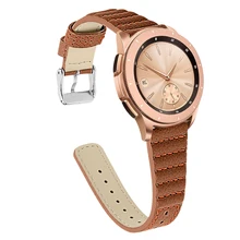 For Samsung Galaxy Watch Strap 42mm Leather Watchband Wavy Line Genuine Leather T Type Replacement Watch Strap