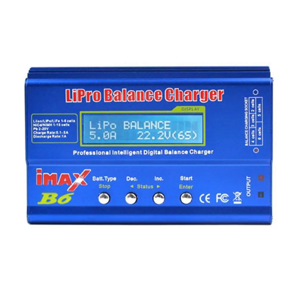 ALLOET iMAX B6 80W 6A Battery Charger Lipo NiMh Li ion Ni Cd LCD Digital RC Balance Charger Discharger For RC Helicopter Battery