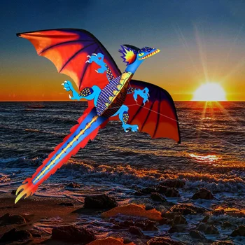 

Portable 140x120cm Outdoor 3D Dragon Kite with Tail Single Line Flying Games Easy To Fly Toy Funny Lightweight Kids Adults