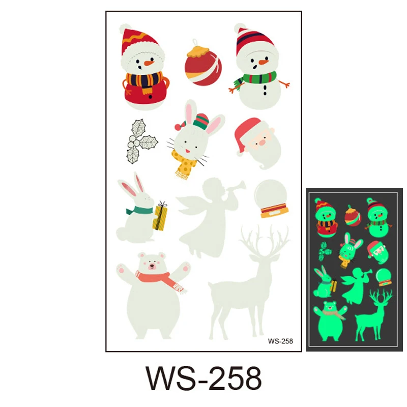 ws-258 Светящиеся Детские игрушки, временные тату-наклейки, вечерние украшения для рождественской вечеринки, декор для детей, вечерние, атмосферные реквизиты - Цвет: ws-258