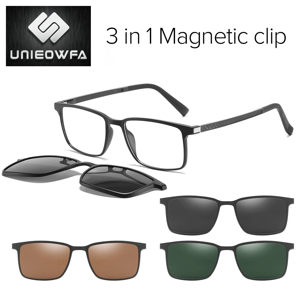 Gafas De Sol Polarizadas Con Clip Magnético 5 En 1 Para Hombre Y Mujer, Lentes Cuadradas Vintage