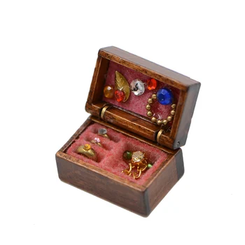 

Mini Dollhouse Retro Luxury Makeup Case Mini Jewelry Box Chinese Style Doll House Decor
