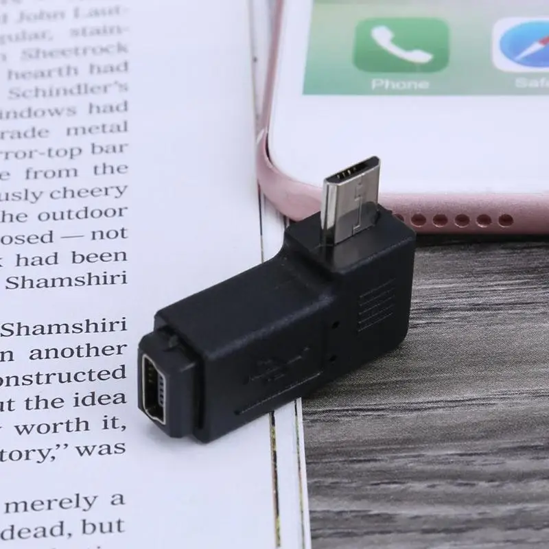 Переходник с разъемом Micro USB 90 градусов на левый и правый прямой разъем L образной