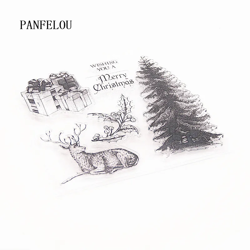 PANFELOU 12x10,5 см олень лес прозрачный силиконовый прорезиненный прозрачный штамп мультфильм для скрапбукинга/DIY Рождественский свадебный альбом