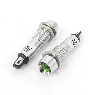 

2 Pcs DC 12V 8mm Power Illuminated Green Light Signal Indicator Pilot Lamp