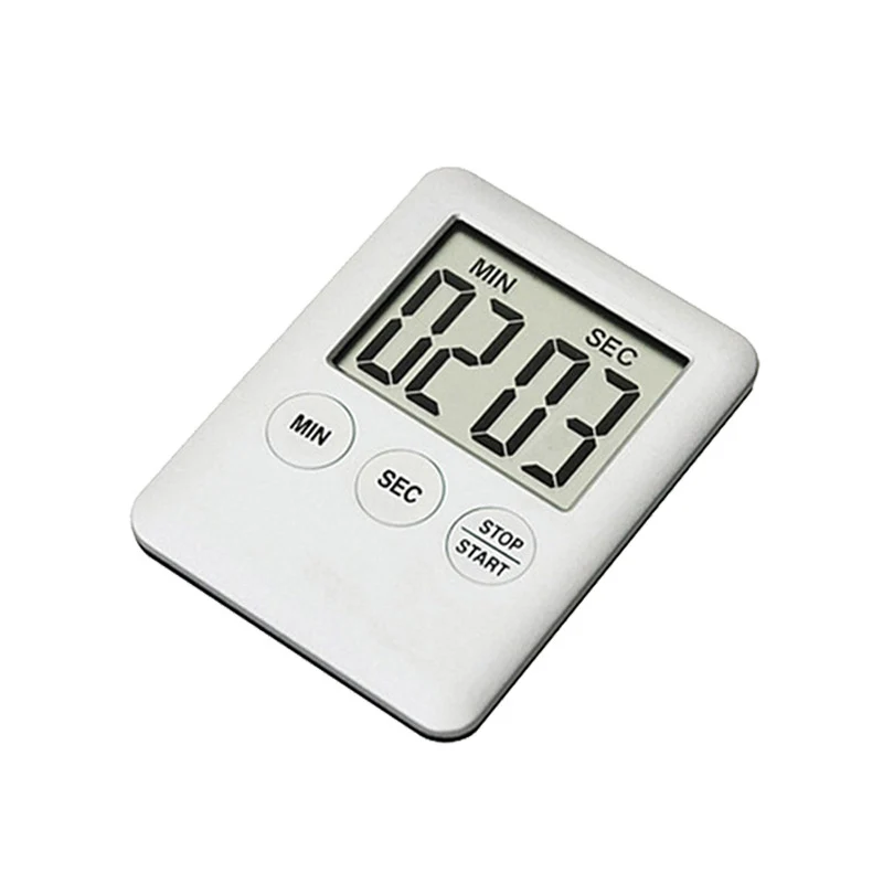 Белый Super Thin LCD Digital Screen Kitchen Timer Square Cooking Count Up Countdown Alarm Sleep Stopwatch Temporizador Clock - Цвет: Белый