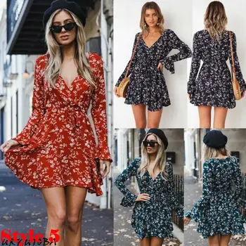 

Sexy Strapless Beach Summer Dress Sundresses Vintage Bohemian Mini Dress Robe Femme Boho Floral Women Fashion dress hot Vestido
