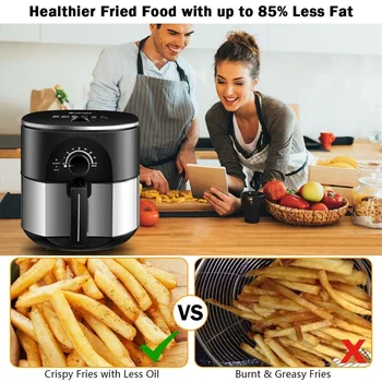 Costway High Quality 3.5QT 1300W Electric Stainless Steel Air Fryer Oven Oilless Cooker Overheat Protection Air Fryer EP23972 6