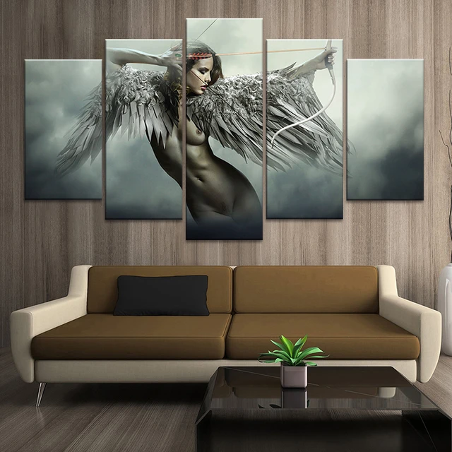 Compre Fantasia anjo tela esticada para sala de estar quarto casa poster  impressões abstratas anime pintura arte homem misterioso asa galeria  decoração
