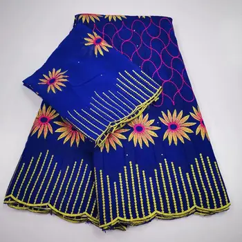 

Wholesale Swiss bari yarn lace Swiss African gold lace fabric 2020 high quality lace cotton lace dubai fabric 5 + 2 yards/set