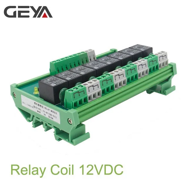 

GEYA 8 Channel Interface Relay Module 12VACDC 24VACDC DIN Rail Panel Mount for Automation PLC Board